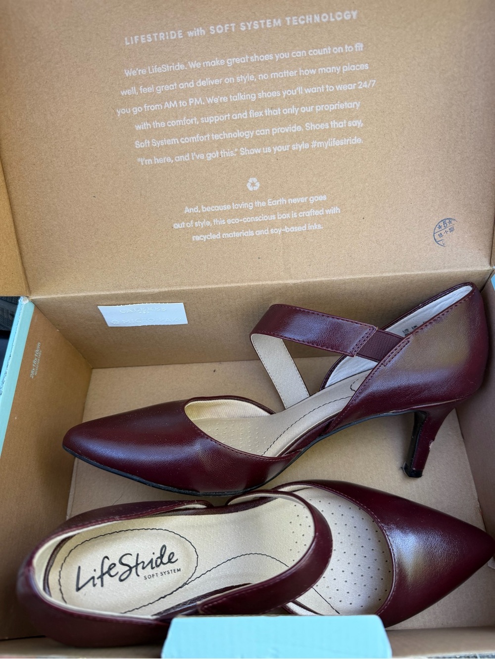 Life Stride Burgundy Pointed-Toe Mary Jane Heels